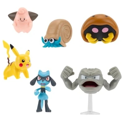 Afbeelding van Pokémon 6 stuks 5,1 cm gevechtsfiguren Pikachu, Cleffa, Riolu, Geodude, Omanyte en Kabuto