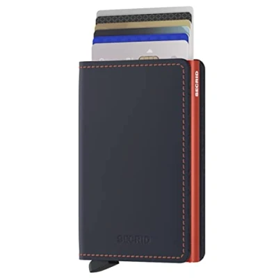Afbeelding van Secrid Matte slanke portemonnee, Nachtblauw en oranje, Modern