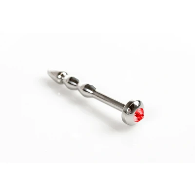 Afbeelding van RVS Penis Plug met Juweel Rood