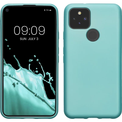 Afbeelding van kwmobile telefoonhoesje geschikt voor Google Pixel 5 Hoesje smartphone Back cover in metallic mintgroen