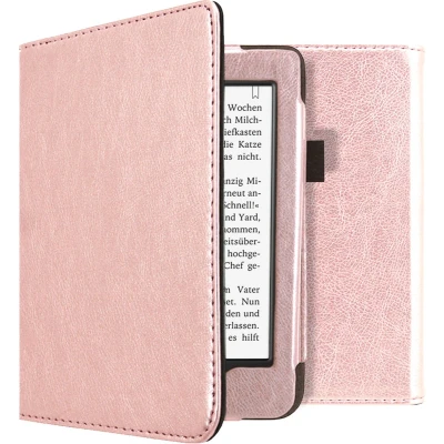 Afbeelding van iMoshion Ereader Cover / Hoesje Geschikt voor Tolino Page 2 Vegan Leather Bookcase Rosé goud