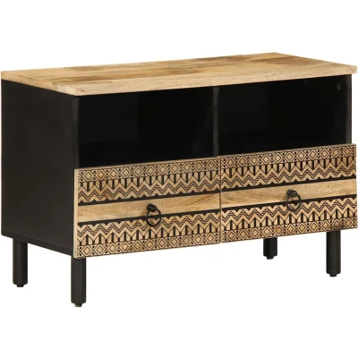 Afbeelding van vidaXL Tv meubel 70x33,5x46 cm massief ruw mangohout zwart
