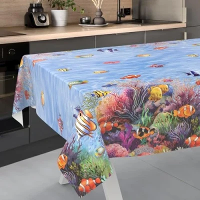 Afbeelding van ANRO Afwasbaar tafelzeil, tuintafelkleed, voor binnen en buiten, met snijrand, 240 x 140 cm