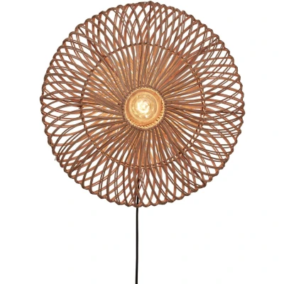 Afbeelding van GOOD&amp;MOJO Wandlamp Zanzibar Rotan Ø55cm Bruin