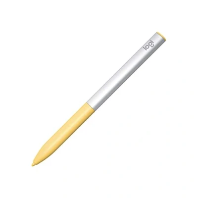 Afbeelding van Logitech Oplaadbare USI pen ontworpen om te leren, werkt met gecertificeerde Chromebook, geen koppeling, zachte antislip handgreep zilver/geel