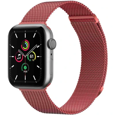 Afbeelding van iMoshion Bandje Geschikt voor Apple Watch Series 1 / 2 3 4 5 6 7 8 9 SE 38 40 41 mm Maat S Milanees magnetische band Rood