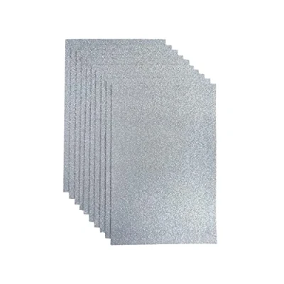 Afbeelding van Glitterstof, sterke glitterbladeren voor feestprojecten, 20 x 30 cm, verpakking met 10 glittervilten handwerk, vierkanten festivals (zilver)
