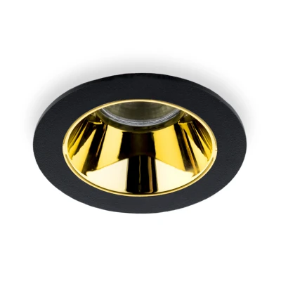 Afbeelding van Inbouwspot Rond, Kantelbaar, Ø85mm, Zwart / Goud GU5.3 MR16 Fitting (12V) Standaard