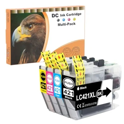 Afbeelding van D&amp;C 4 stuks LC421XL inktcartridges compatibel met Brother LC421 XL voor DCP J1050DW MFC J1010DW J1140DW (zwart, cyaan, magenta, geel)