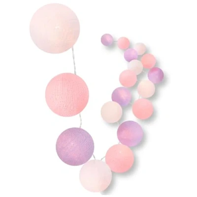Afbeelding van CREATIVECOTTON lichtketting, katoenen ballen met timer en nachtlichtmodus (bloemenveld, 20 ballen)