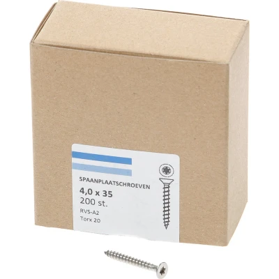 Afbeelding van Spaanplaatschroef RVS 4,0 x 35 mm, Torx20 (200 stuks)