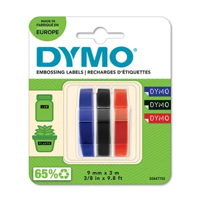 Image de Dymo Omega S0847750 ruban d&#039;étiquettes en relief 3 couleurs multipack (d&#039;origine)