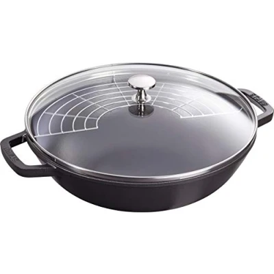 Image de Wok 30 cm noir mat fonte émaillée 4,4 l staub 1312923
