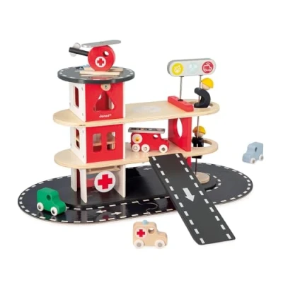 Image de Jouet en bois Janod Bolid Caserne de pompiers