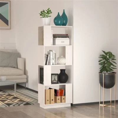 Afbeelding van vidaXL Bibliothèque Séparateur de Pièce Etagère à Livres Meuble Armoire Rangement Cloison Séparation Salon Blanc 51x25x132 cm Pin Solide