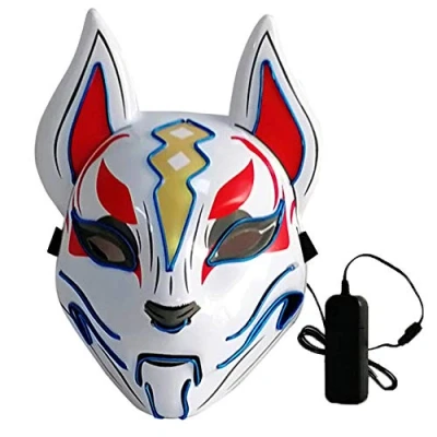 Afbeelding van Lixada 10 kleuren vos, volgelaatsmasker, neonfeest, Halloween, led lampenkap, donker, glanzend, cosplay, masker, party, kostuum, om te verkleden