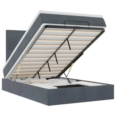 Afbeelding van vidaXL Bedframe met matrassen 120x190cm fluweel donkergrijs