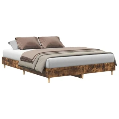Afbeelding van vidaXL Bedframe zonder matras 150x200 cm spaanplaat gerookt eiken
