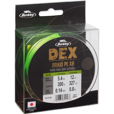 Afbeelding van Berkley Dex X8 Pe Gevlochten lijn Chartreuse 0.08mm/6.8kg (300m)