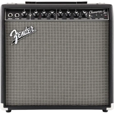 Image de Fender Champion II 50, amplificateur de guitare Combo 50 W, convient pour électrique, puissance accrue, effets et modèles d&#039;amplificateurs améliorés, noir/argent