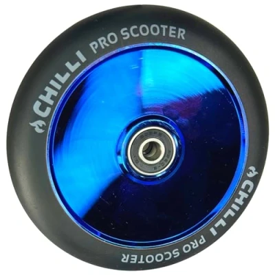 Afbeelding van Reservewiel voor Chilli Pro Hollowcore Freestyle scooter, 120 mm, ABEC9 kogellagers, chroomblauw.