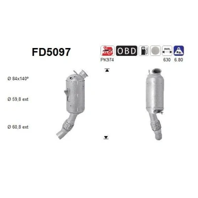 Afbeelding van AS FD5097 Roetfilter Euro 5 Cordieriet BMW: 3 Saloon, Touring, X1