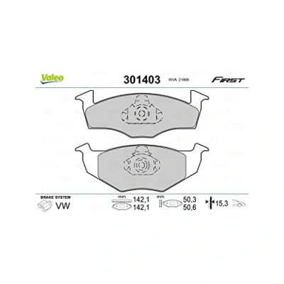 Afbeelding van VALEO 301403 Remblokkenset FIRST Vooras Excl. slijtage waarschuwingscontact Zonder anti kreukplaat VOLKSWAGEN: Polo III Hatchback, GOLF 3