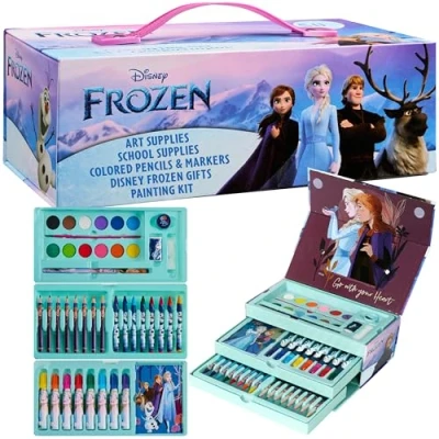 Afbeelding van Disney Kleurplaat voor kinderen, koffer tekenen en schilderen, 40 stuks, ijskoningin, kleurdoos meisjes, cadeau idee, prinses Anna Elsa, ijskoningin