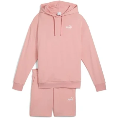 Afbeelding van Puma Short Hooded Relaxed SUIT SET Trainingspak, Dames, Maat: Large, Pink fruit
