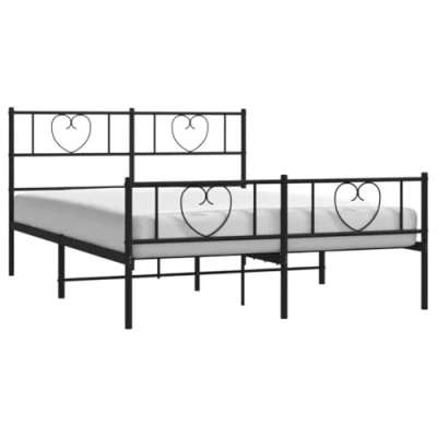 Image de vidaXL Cadre de lit métal sans matelas avec pied noir 120x200cm