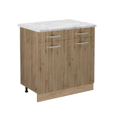 Afbeelding van Vicco Keukenonderkast R Line, Artisanaal eiken/Krachtige eik goud, 80 cm WB Marmer