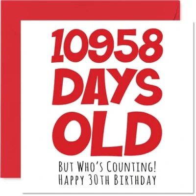 Afbeelding van Stuff4 verjaardagskaart 30 jaar voor mannen en vrouwen 10958 dagen Grappige volwassenen broer, zus, zoon, dochter, neef, mama, papa, 145 mm x