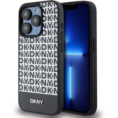 Afbeelding van DKNY Repeat Bottom Stripe Back Case (MagSafe Compatible) Geschikt voor Apple iPhone 15 Pro (6.1&quot;) Zwart