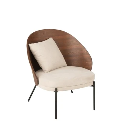 Afbeelding van J Line loungestoel multiplex/metaal bruin/beige