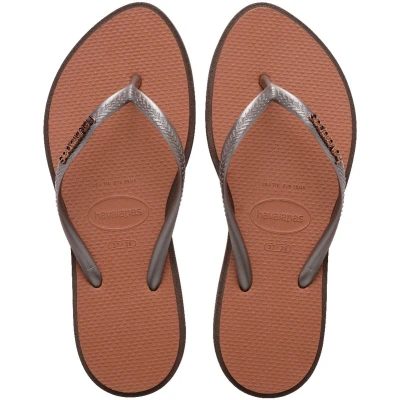 Afbeelding van Havaianas dames Slim Point slipper met logo in de kleur Donkerbruin, maat: 39/40