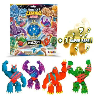 Afbeelding van CRAZE Stretchy Legends Invaders Mini Multipack 5 stuks elastische verzamelfiguren voor kinderen, 15 verschillende modellen