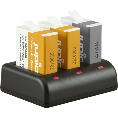 Afbeelding van Jupio Value Pack: 2x Enduro Battery GoPro HERO 9 10 11 SPBL1B/AHDBT 901 1730mAh + Compact USB Triple Charger