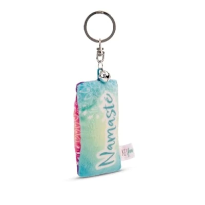 Afbeelding van Sleutelhanger mini pluche kussen Namasté 8cm met bel