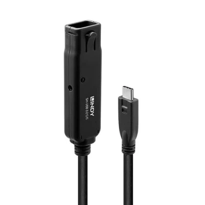 Image de Lindy Rallonge de câble USB 24 pin C (M) pour C, power DC jack 2.5 mm (ID: 0.7 mm) (F) 3.2 5 m actif, débit transfert données jusqu&#039;à 10 Gbps noir
