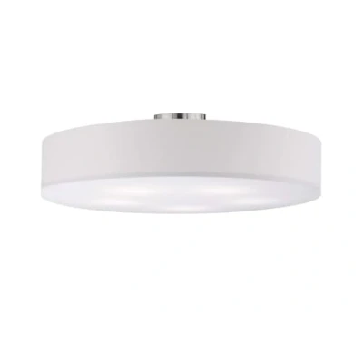Afbeelding van Trio Leuchten 603900501 Hotel plafondlamp in mat nikkel metaal met witte stoffen kap niet inbegrepen 5 lampen E27