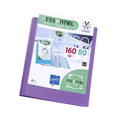 Afbeelding van Viquel Zichtmap voor 160 weergaven A4 Aanpasbare binder Gladde en transparante hoezen Recycle Essential Paars