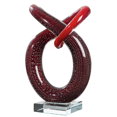 Afbeelding van Kunstbeelden, glas, kurvum, rood, hoogte 24 cm, decoratie voor thuis of op kantoor