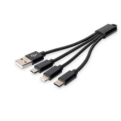 Afbeelding van Digitus Mobiele telefoon, Apple iPad/iPhone/iPod, Laptop Laadkabel [1x USB A 3x ] 0.15 m