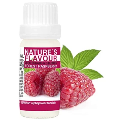 Afbeelding van ALPHAPOWER FOOD Natuurlijk voedselaroma bosframbozen, vloeibaar smaakdruppels en zoetstof zonder suiker, 1 x 10 ml heerlijke smaak, veganistische vloeibare zoetwaterdruppels, flavour drops,