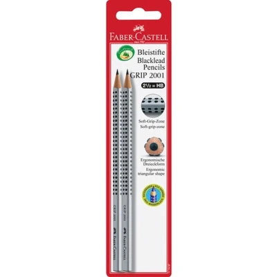 Afbeelding van potlood Faber Castell Grip 2001 HB 2 stuks op blister