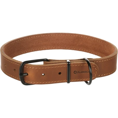 Afbeelding van Leren halsband hond Montana cognac XL