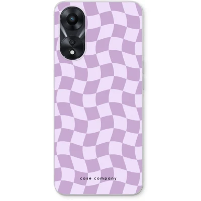 Afbeelding van Case Company® hoesje geschikt voor Oppo A78 5G Grid Paars Soft Cover Telefoonhoesje Bescherming aan alle Kanten en Schermrand
