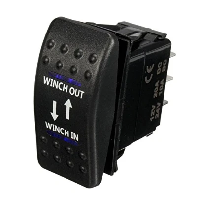 Afbeelding van Mintice Tuimelschakelaar, 7 polig, momenteel, led licht, blauw, 12 V, 20 A, voor auto, boot, motorfiets (Winch in out)