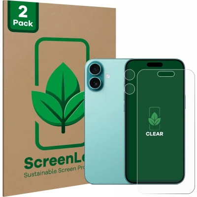 Afbeelding van ScreenLeaf Screenprotector voor Apple iPhone 16 Plus (Voor+Camera) Duurzame schermbescherming Folie Beschermfolie transparant (2 Stuks)