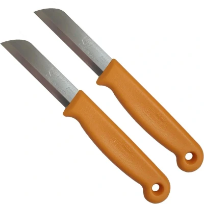 Afbeelding van Solingen Schilmesje RVS Glad 16 cm met &quot;Blade Cover&quot; Oranje 2 stuks